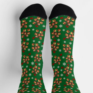 Cosy Roasted Chestnuts  And Snowflakes Winter Socks