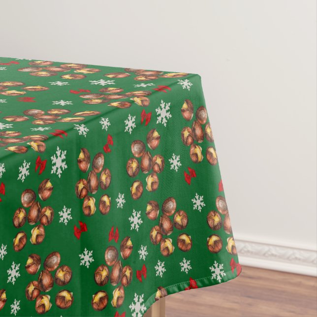 Cosy Roasted Chestnuts  And Snowflakes Winter Tablecloth (In Situ)