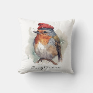 Cosy Robin Woodland Christmas Retreat Cushion