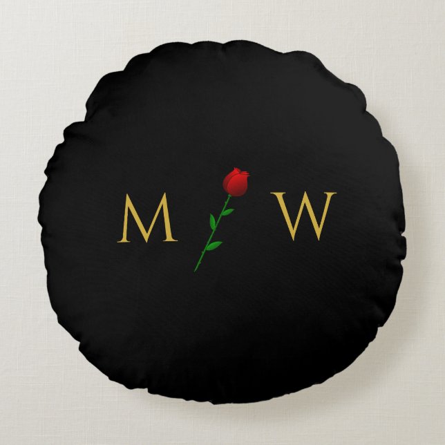 Cosy Round Pillow Customised with Couple Initials (Front)