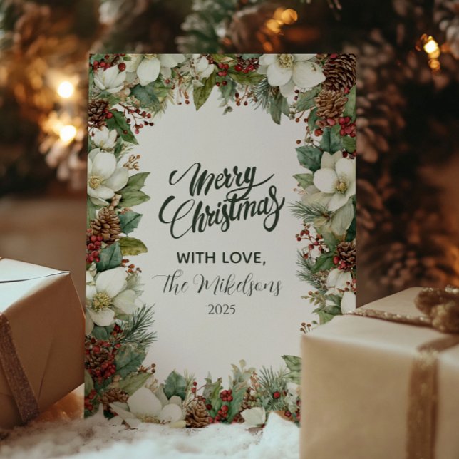 Cosy Rustic Evergreen Christmas Holiday Card (Creator Uploaded)