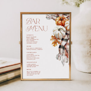 Cosy Rustic Fall 5x7 Bar Drink Menu Invitation