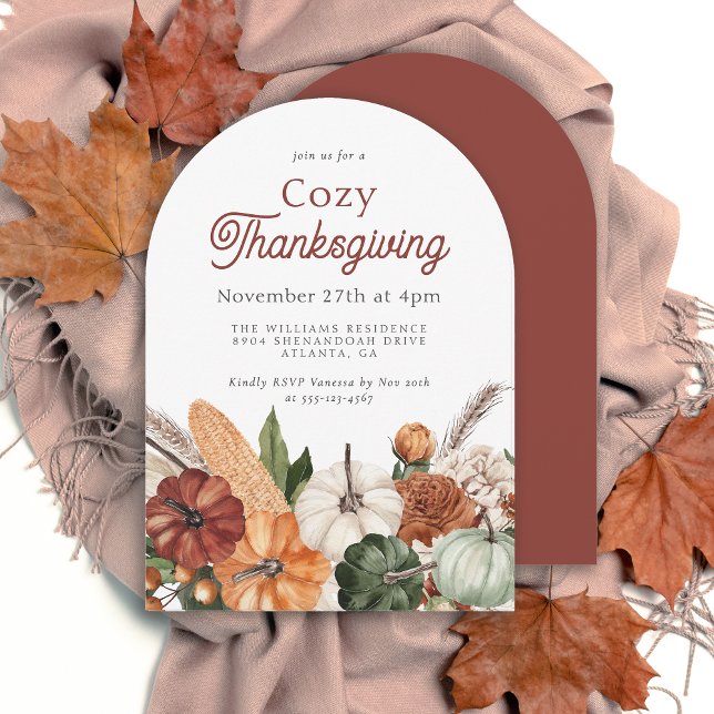 Cosy Rustic Fall Thanksgiving Dinner Party Invitation (Creator Uploaded)