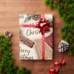 Cosy Rustic Merry Christmas Wrapping Paper