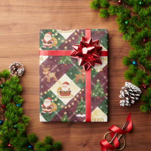 Cosy Rustic Santa Reindeer Holiday Plaid TMF26 Wrapping Paper