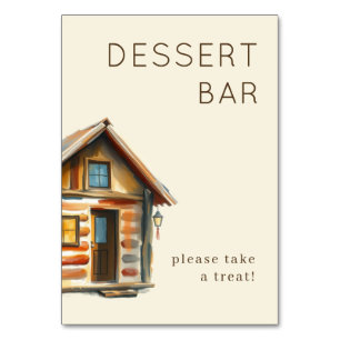 Cosy Rustic Watercolor Cabin Table Number