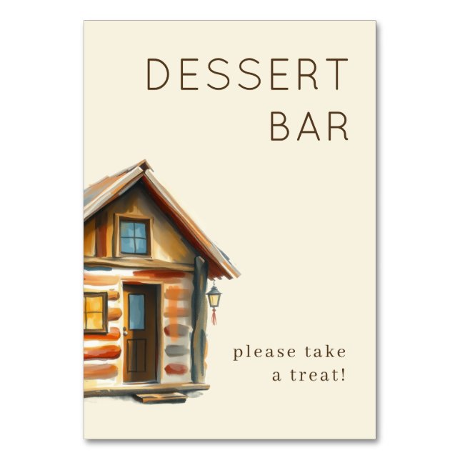 Cosy Rustic Watercolor Cabin Table Number (Front)