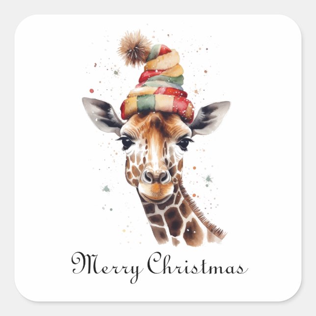 Cosy Safari Christmas, custom Square Sticker (Front)