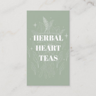 Cosy Sage Green Herbal Tea Shop Herb Bundle Business Card