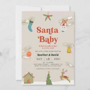 Cosy Santa Baby Holiday Baby Shower Invitation