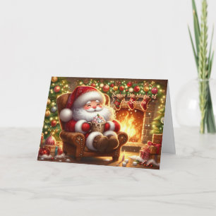 Cosy Santa by the Fireplace Folded Christmas Card