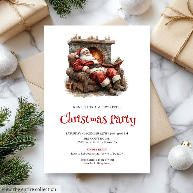 Cosy Santa Watercolor Christmas Dinner Invitation (Cozy Santa Watercolor Christmas Dinner Invitation

)