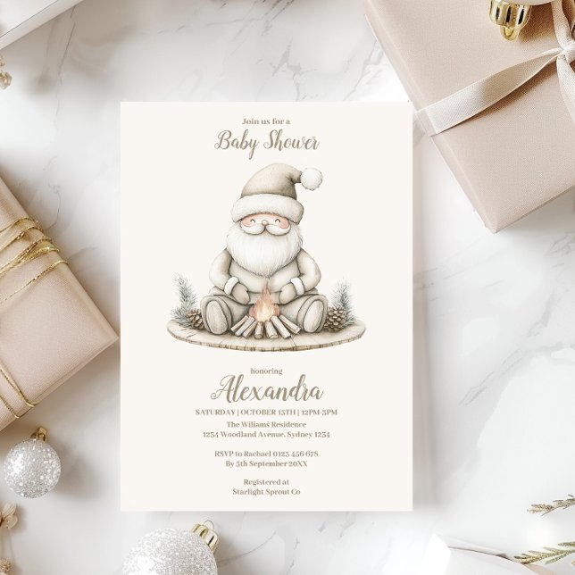 Cosy Santa Winter Baby Shower Invitation (Creator Uploaded)