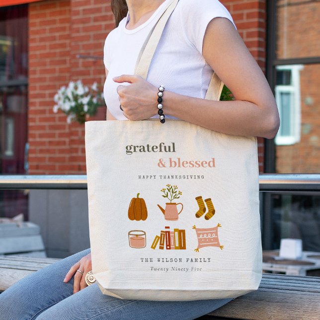 Cosy Scandi Autumn Essential Blush Thanksgiving Tote Bag (Creator Uploaded)