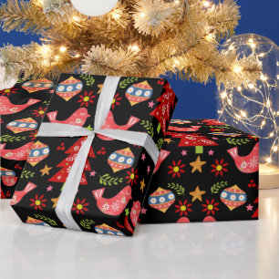 Cosy Scandinavian Folk Art Christmas Wrapping Paper