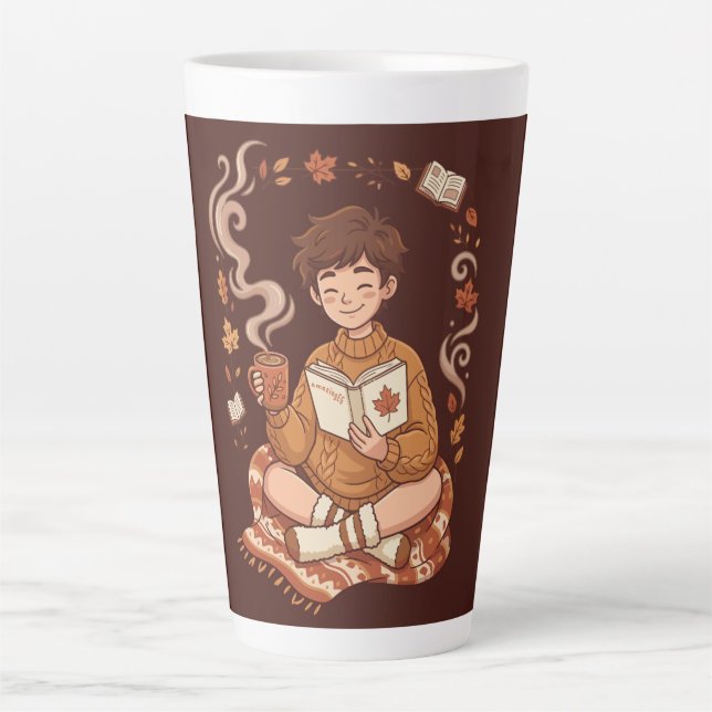 Cosy Season Autumn Reader Book Lover Cute Fall Latte Mug (Front)