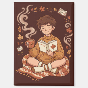 Cosy Season Autumn Reader Book Lover Cute Fall Magnet