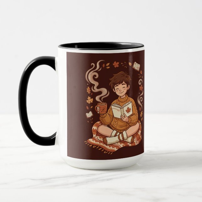 Cosy Season Autumn Reader Book Lover Cute Fall Mug (Left)