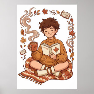 Cosy Season Autumn Reader Book Lover Cute Fall Poster