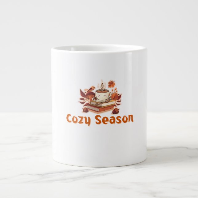 Cosy Season – Cute Fall Coffee Design Large Coffee Mug (Front)