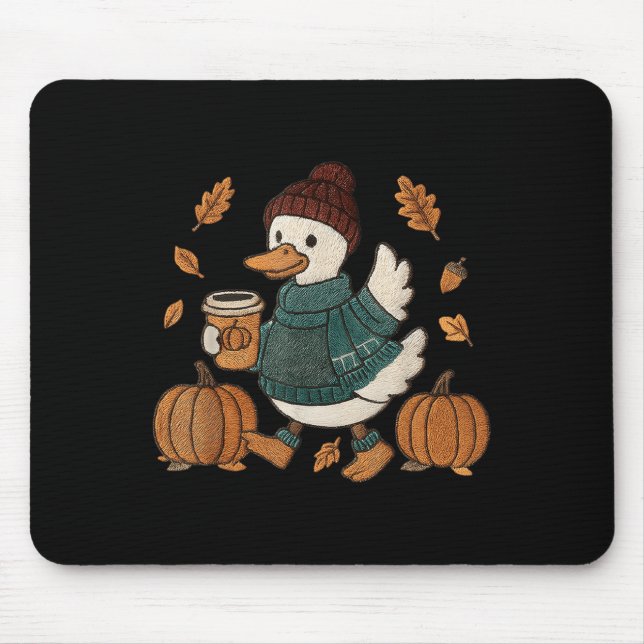 Cosy Season Duck Cute Fall Duck Pumpkin Sce Autumn Mouse Pad (Front)