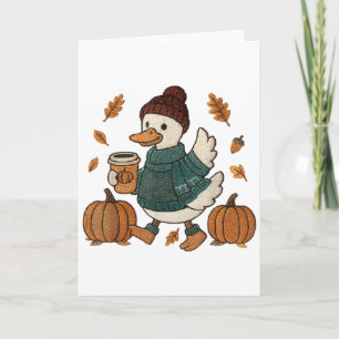 Cosy Season Duck Cute Fall Duck Pumpkin Spice Autu Card