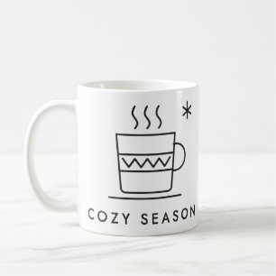 Cosy Season Knit Pattern Mug Linework