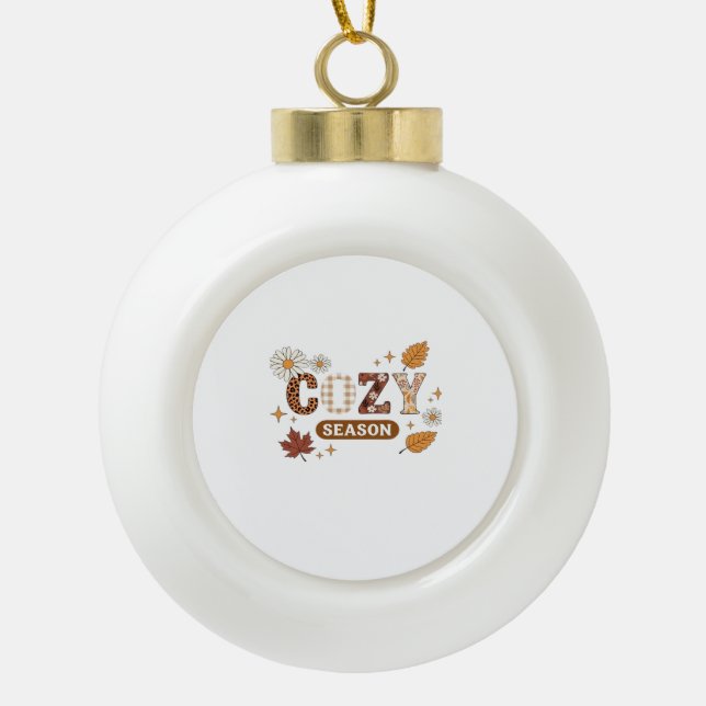 Cosy Season Oversized T-Shirt Ceramic Ball Christmas Ornament (Front)