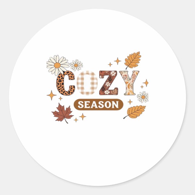 Cosy Season Oversized T-Shirt Classic Round Sticker (Front)
