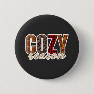 Cosy Season Plaid Leopard Fall Vibes 6 Cm Round Badge