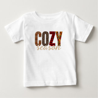 Cosy Season Plaid Leopard Fall Vibes Baby T-Shirt