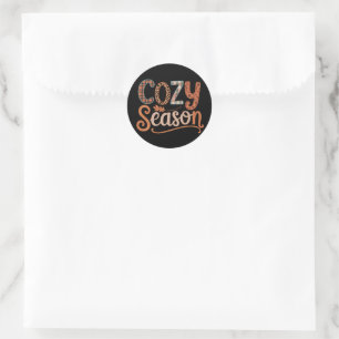 Cosy Season Retro Fall Get Cosy Thanksgiving Classic Round Sticker