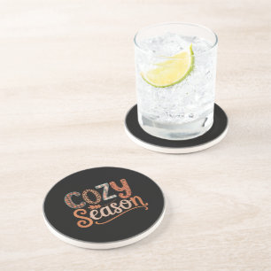 Cosy Season Retro Fall Get Cosy Thanksgiving Coaster