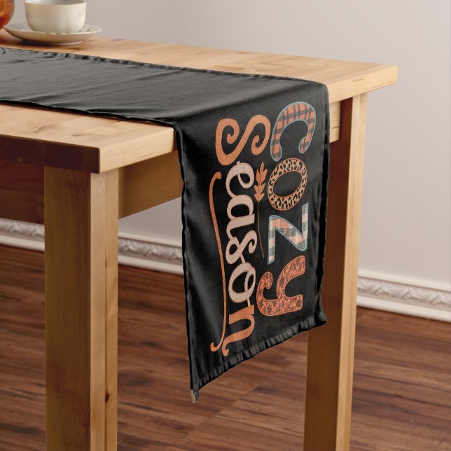 Cosy Season Retro Fall Get Cosy Thanksgiving Short Table Runner (In Situ)