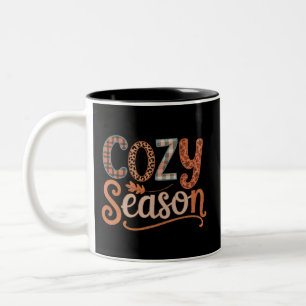 Cosy Season Retro Fall Get Cosy Thanksgiving Two-Tone Coffee Mug