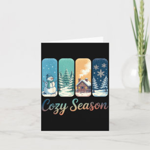Cosy Season Winter Wonderland Cabin Snowman Snowfl Card