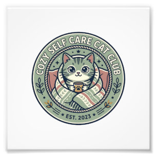 Cosy Self Care Cat Cat Graphic Tee Art - Cosy Self Photo Print