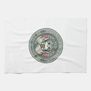 Cosy Self Care Cat Cat Graphic Tee Art - Cosy Self Tea Towel