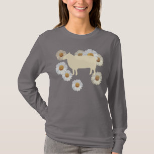 Cosy Sheep Silhouette and Daisies Long Sleeve  T-Shirt
