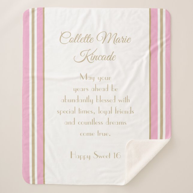 Cosy Sherpa Gift! Unique Sweet 16 blanket (Front)