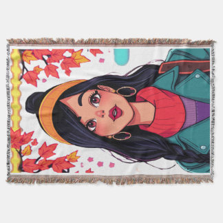 Cosy Sherpa Throw Blanket – Autumn Girl Art, Perfe