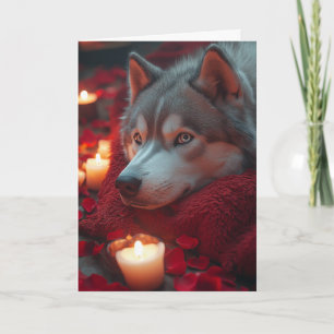 Cosy Siberian Husky Valentine’s Day Card