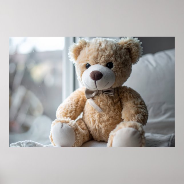 Cosy Sitting Teddy Bear Poster (Front)
