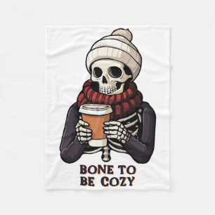 Cosy Skeleton Fall Halloween Doodles Fun Party Tha Fleece Blanket
