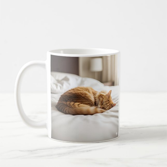 Cosy Sleeping Cat Coffee Mug (Left)