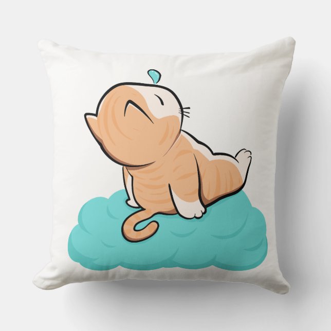 "Cosy sleeping cat on cloud" Cushion (Front)