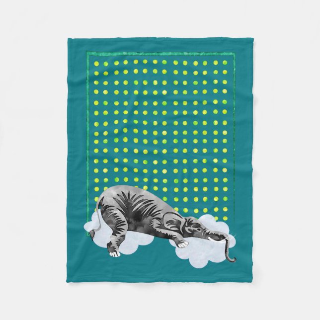 Cosy Sleeping Elephant Baby's Quilt Fleece Blanket (Front)