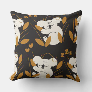 Cosy Sleeping Koala Throw Pillow