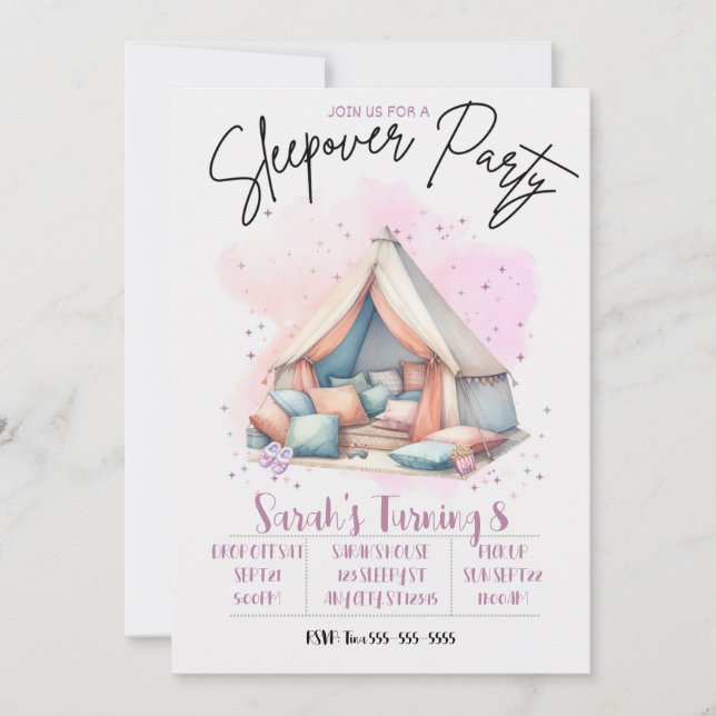 Cosy Sleepover Invitation (Front)