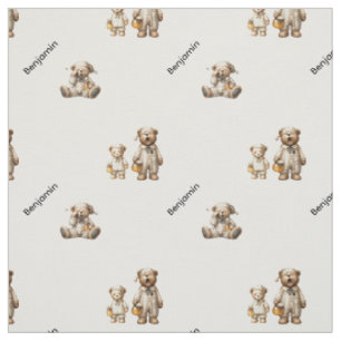 Cosy Sleepy Bear Design with Custom Name Pattern Fabric